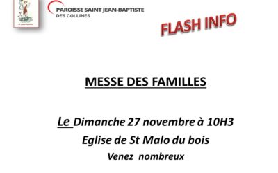 Messe des familles le 27 novembre 2022 à 10H30 Eglise de St Malo